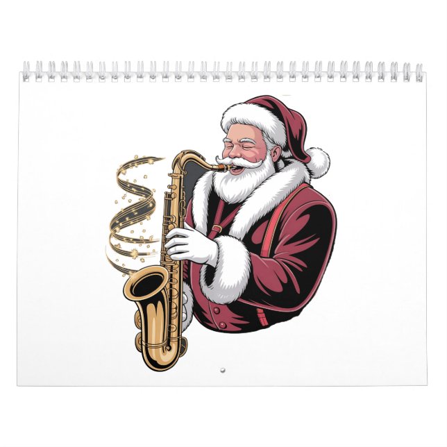 Santa Playing Saxophone Xmas Musician Saxophonist  Calendar (Cover)