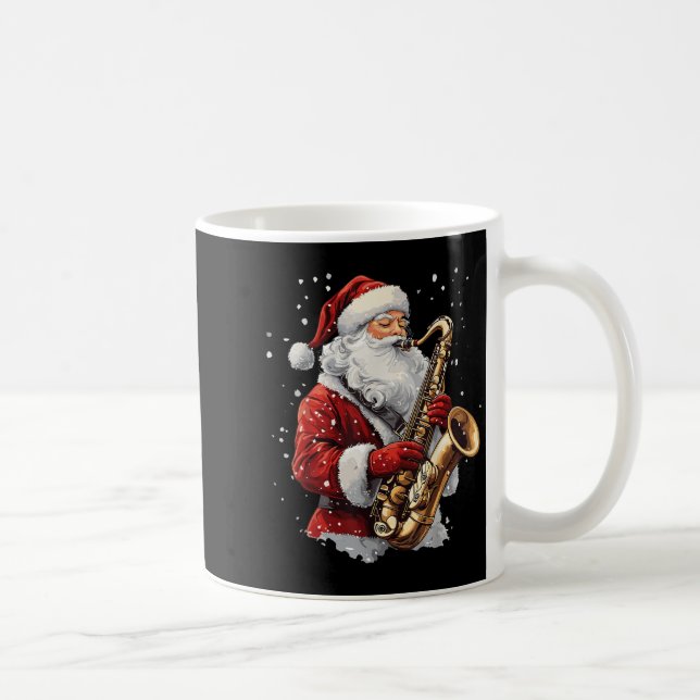 Santa Playing Saxophone Xmas Musician Saxophonist  Coffee Mug (Right)