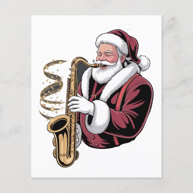 Santa Playing Saxophone Xmas Musician Saxophonist  Flyer (Front)