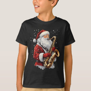 Santa Playing Saxophone Xmas Musician Saxophonist T-Shirt