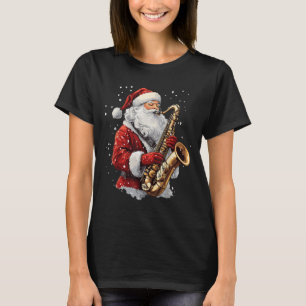 Santa Playing Saxophone Xmas Musician Saxophonist  T-Shirt