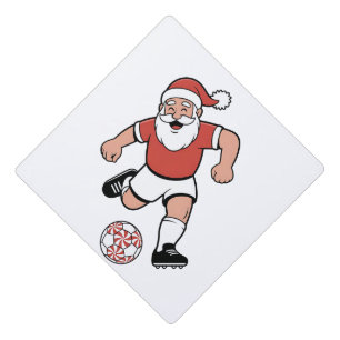 Santa Playing Soccer Christmas Player Sport  Graduation Cap Topper