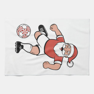 Santa Playing Soccer Christmas Player Sport  Kitchen Towel