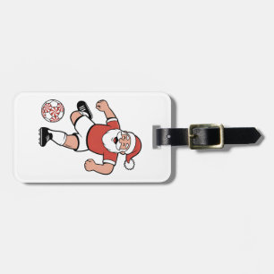 Santa Playing Soccer Christmas Player Sport  Luggage Tag