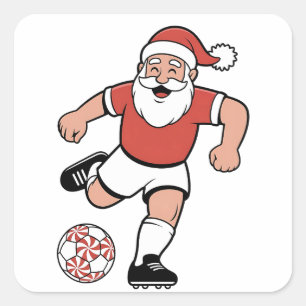 Santa Playing Soccer Christmas Player Sport  Square Sticker