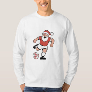 Santa Playing Soccer Christmas Player Sport  T-Shirt