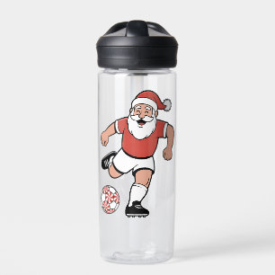 Santa Playing Soccer Christmas Player Sport  Water Bottle