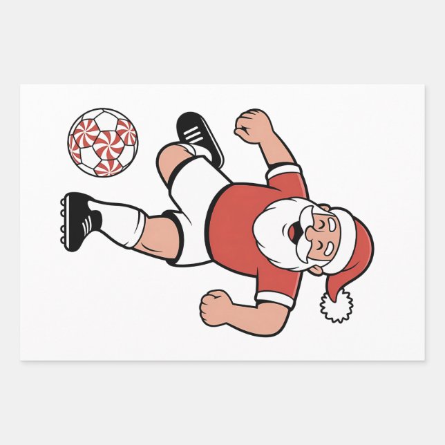 Santa Playing Soccer Christmas Player Sport  Wrapping Paper Sheet (Front)