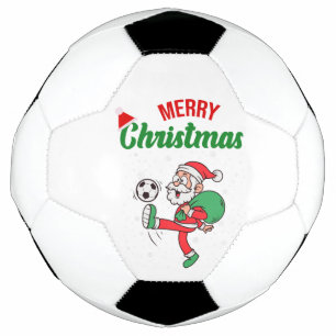 Santa Playing Soccer Cool  Ball