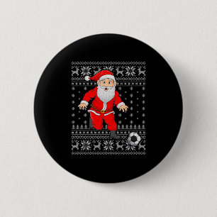 Santa Playing Soccer Football Ugly Christmas Sweat 2 Inch Round Button