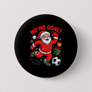 Santa Playing Soccer Funny Holiday Christmas Xmas 2 Inch Round Button