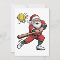 Santa Playing Softball Christmas Player Sport