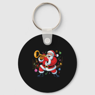 Santa Playing Trumpet Funny Holiday Chrismas Xmas Keychain