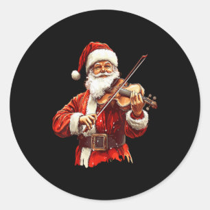 Santa Playing Violin Funny Violin Player Violinist Classic Round Sticker