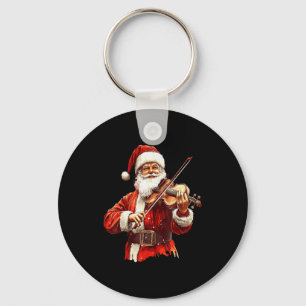 Santa Playing Violin Funny Violin Player Violinist Keychain