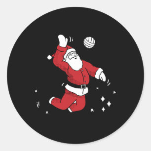 Santa Playing Volleyball Christmas Pajama Cool Spo Classic Round Sticker