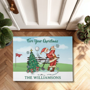 SANTA PLAYS GOLF FORE YOUR CHRISTMAS  DOORMAT