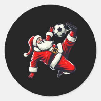 Santa Plays Soccer Bicycle Kick, Christmas Women M Classic Round Sticker