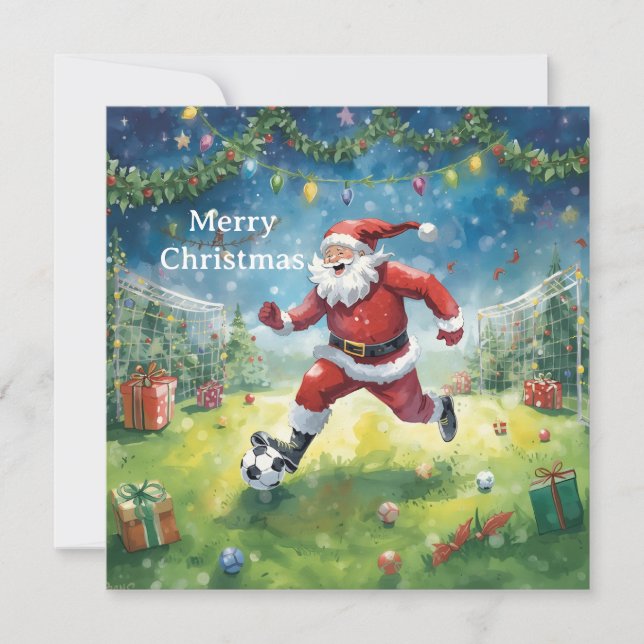 Santa plays Soccer Christmas Holiday  (Front)