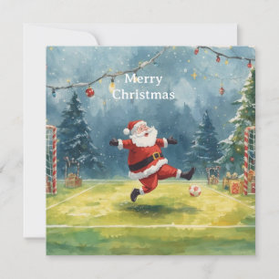 Santa plays Soccer Christmas Holiday  Card