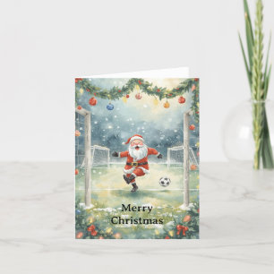 Santa plays Soccer Christmas Holiday  Card