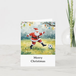 Santa plays Soccer Christmas Holiday  Card