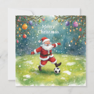 Santa plays Soccer Christmas Holiday  Card