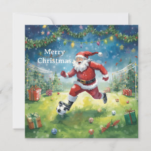 Santa plays Soccer Christmas Holiday  Card