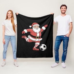 Santa Plays Soccer Christmas Sports Fleece Blanket