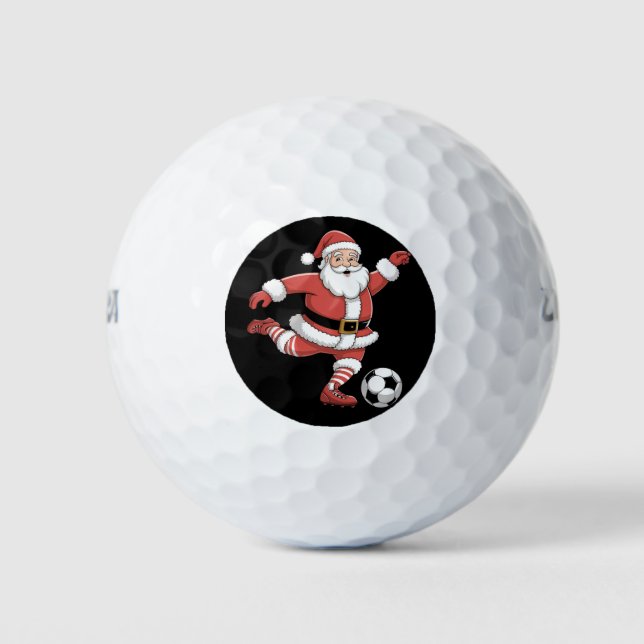 Santa Plays Soccer Christmas Sports Golf Balls (Front)
