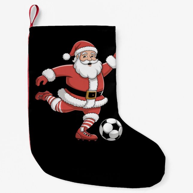 Santa Plays Soccer Christmas Sports Small Christmas Stocking (Front)