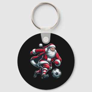 Santa Plays Soccer Sports Christmas Women Men Kids Keychain