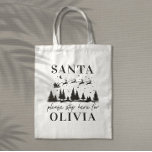 Santa please stop here for Christmas traditional Tote Bag<br><div class="desc">Santa please stop here for Christmas traditional modern black white holiday gift.</div>