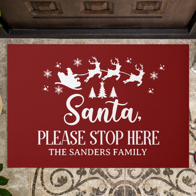 Santa Please Stop Here Funny Christmas Doormat (Creator Uploaded)