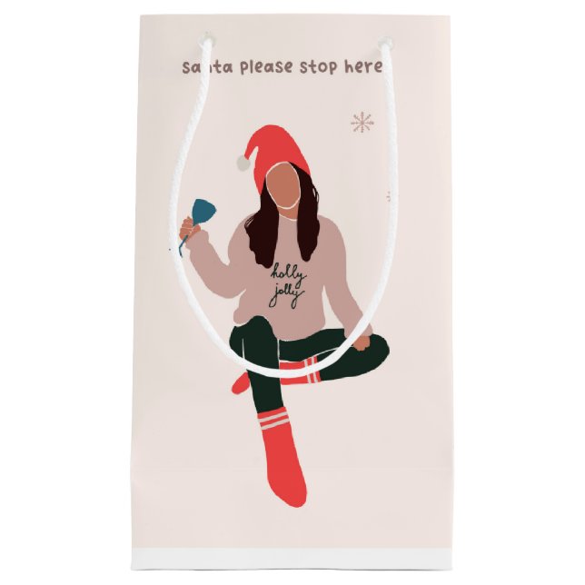 Santa Please Stop Here Holiday Gift Bag (Front)