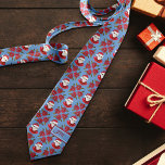 Santa Poinsettia Traditional Add Initial Christmas Tie<br><div class="desc">This fun and festive design features a hand drawn Santa Claus and poinsettia in classic red and blue for that cozy,  traditional holiday feeling with a hint of whimsy. Original art by Malissa Melrose. Add Initials to personalize.</div>