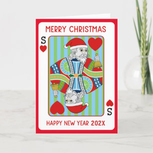Santa Poker Christmas and Happy new year Card