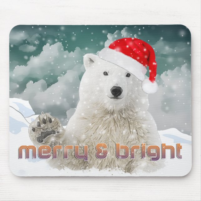 Santa Polar Bear | Beary Christmas Mousepad (Front)