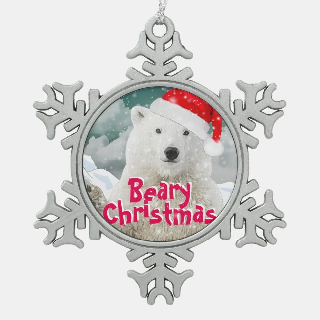 Santa Polar Bear | Beary Christmas Ornament (Front)