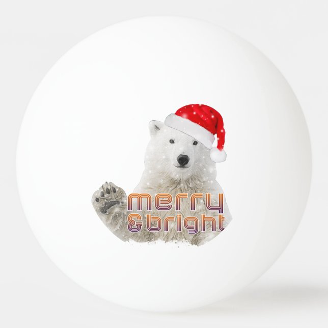 Santa Polar Bear | Beary Christmas Ping Pong Ball (Front)