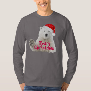 Santa Polar Bear Beary Christmas T-Shirt