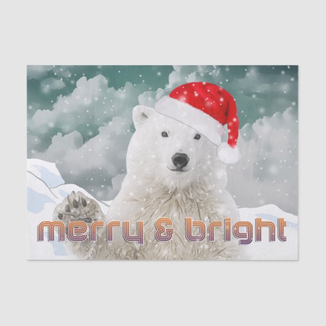 Santa Polar Bear | Beary Christmas TTissue Paper (Front)