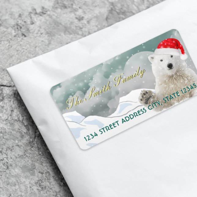 Santa Polar Bear | Custom Return Address Labels (Creator Uploaded)