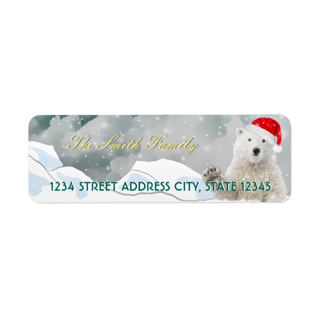 Santa Polar Bear | Custom Return Address Labels (Front)