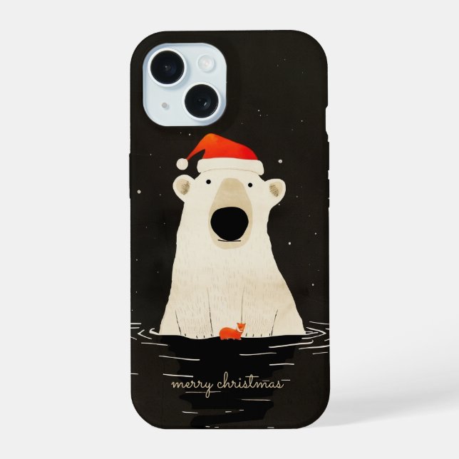 Santa Polar Bear iPhone 15 Case (Back)
