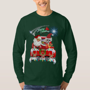 Santa & Poodle Christmas Red Pickup Tee