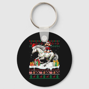 Santa Poodle Riding Horse Christmas Sweater Lover Keychain