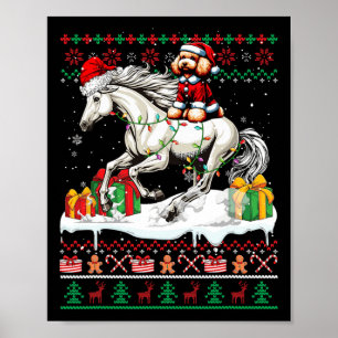 Santa Poodle Riding Horse Christmas Sweater Lover  Poster