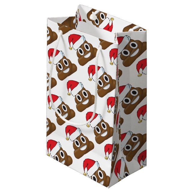 Santa Poop Christmas Gift Wrap Emoji Small Gift Bag (Front Angled)
