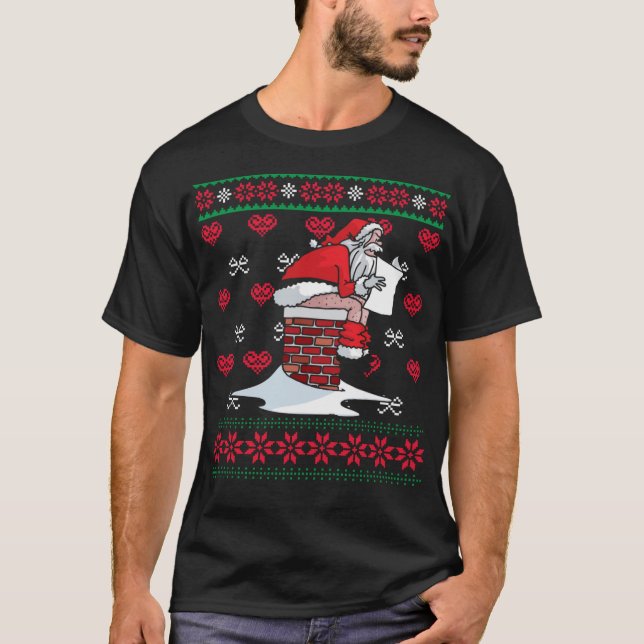 Santa Pooping Down Chimney Ugly Xmas Sweater Chris (Front)